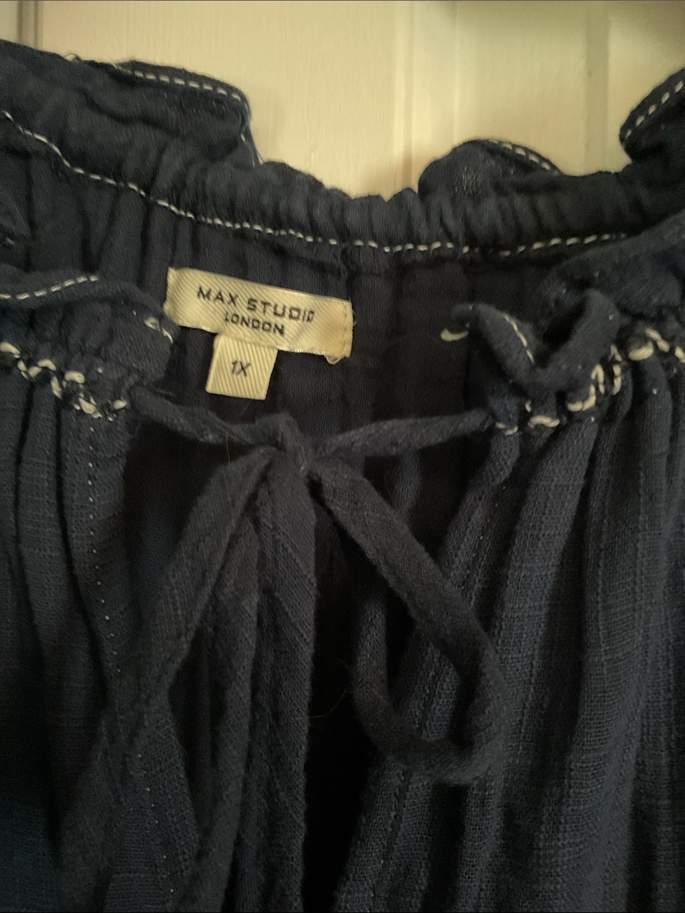 Max Studio Navy Sleeveless Dress with Embroidered Trim - Picture 2 of 3